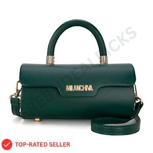 Mini Top Handle Barrel Purse Vegan Leather Crossbody Strap Chic Elegant